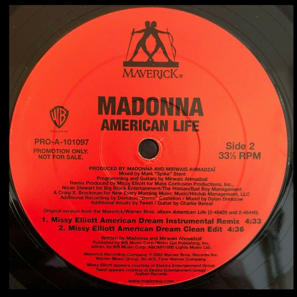 MADONNA AMERICAN LIFE Dream Mixes ft Missy Elliott 12" PROMO RECORD 2003 USA Ed. - Picture 3 of 3